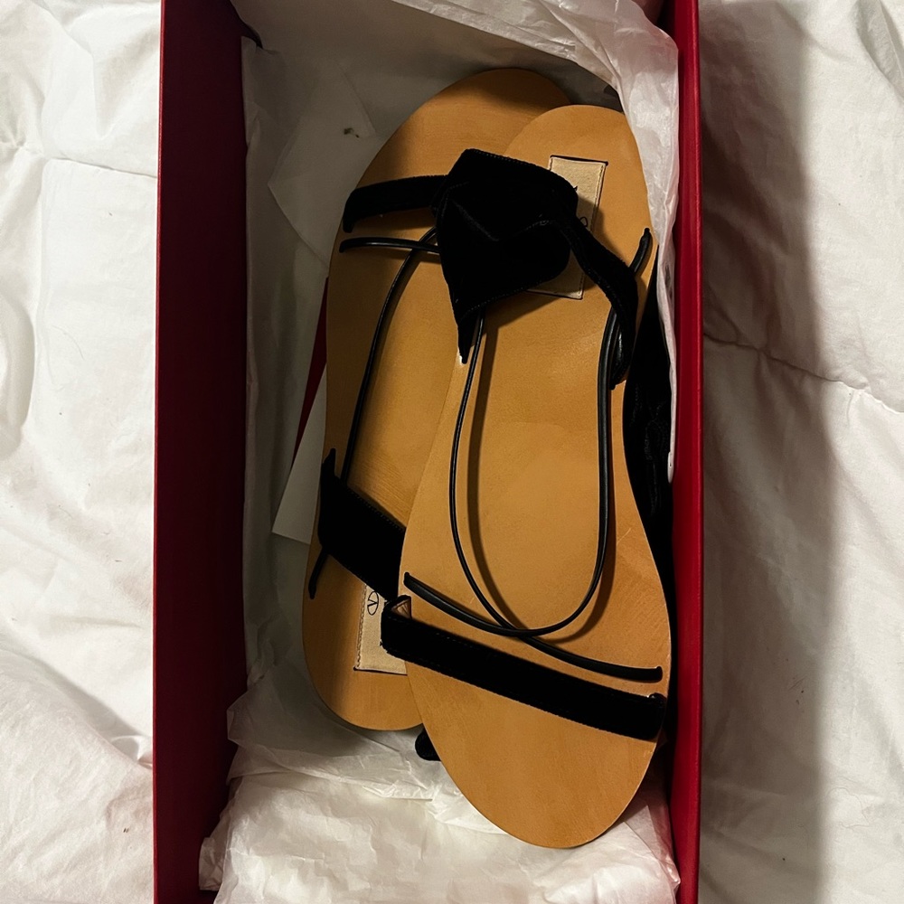 Valentino Black velvet tie up sandals